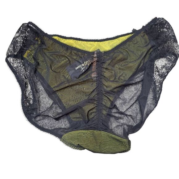 Dita Von Teese Women's Savoir Faire Hi Cut Brief Panty size XL NWT Chartreuse/Bl - Picture 4 of 9